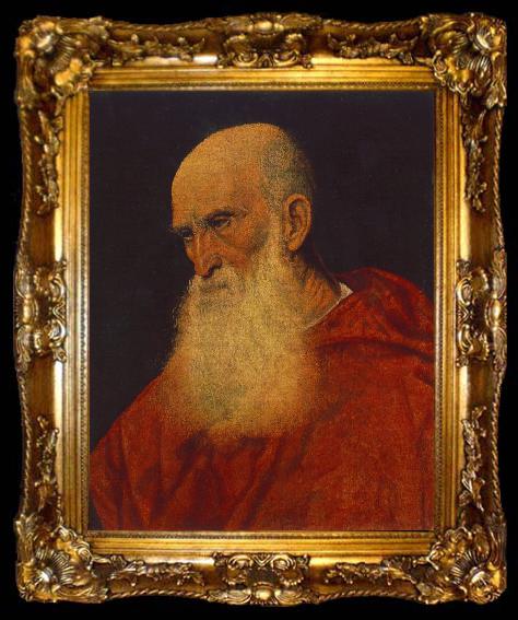 framed  TIZIANO Vecellio Portrait of an Old Man (Pietro Cardinal Bembo) fgj, ta009-2